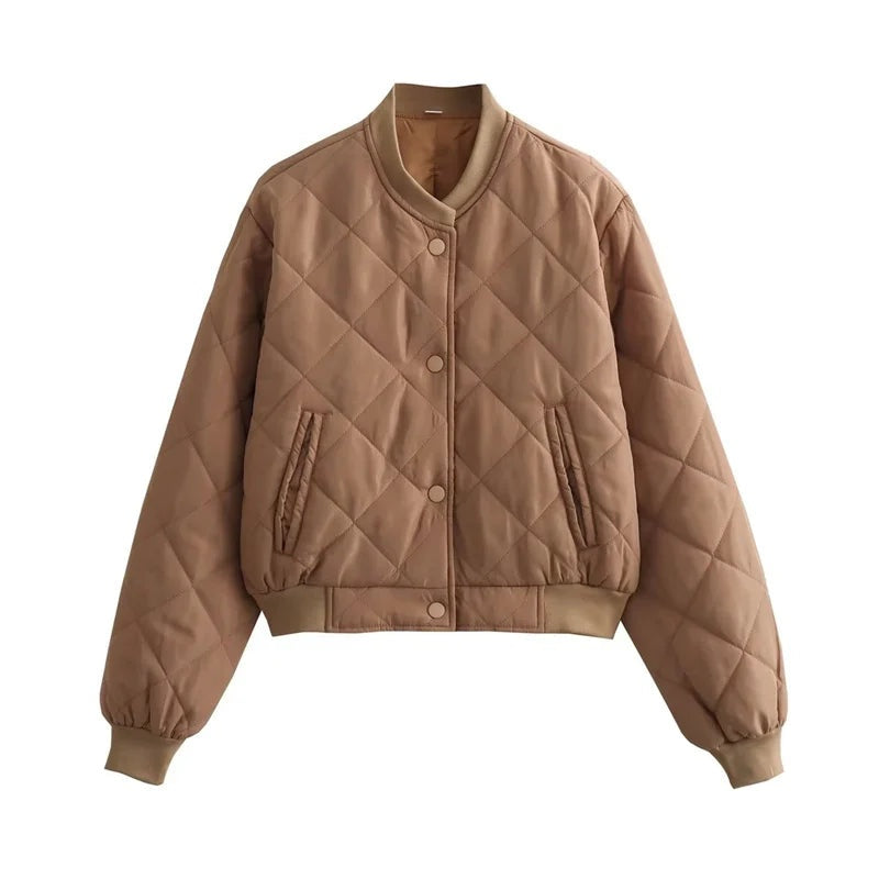 Margaux | Bomber Matelassé Femme Col Côtelé Poches