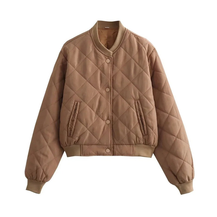Margaux | Bomber Matelassé Femme Col Côtelé Poches