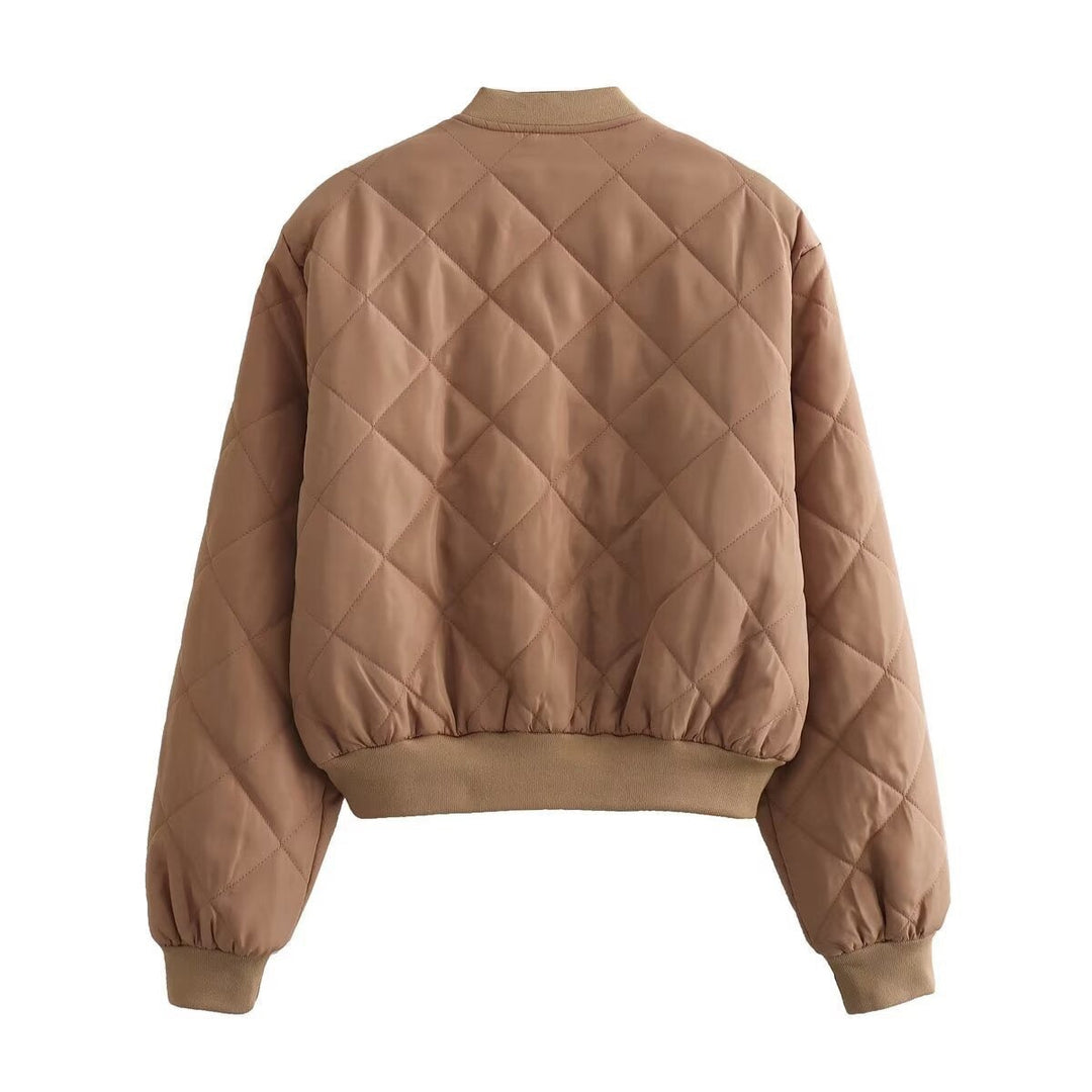 Margaux | Bomber Matelassé Femme Col Côtelé Poches