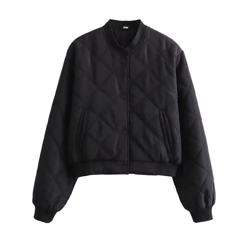 Margaux | Bomber Matelassé Femme Col Côtelé Poches