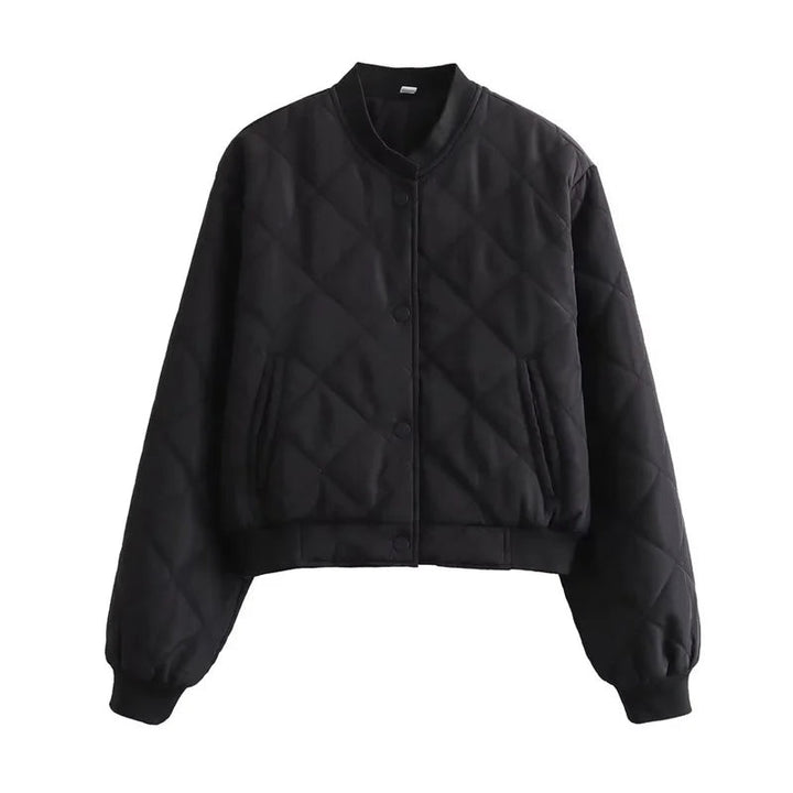 Margaux | Bomber Matelassé Femme Col Côtelé Poches