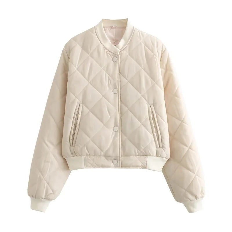 Margaux | Bomber Matelassé Femme Col Côtelé Poches