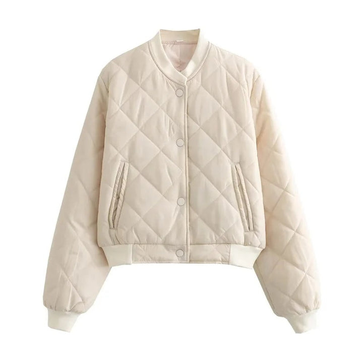 Margaux | Bomber Matelassé Femme Col Côtelé Poches