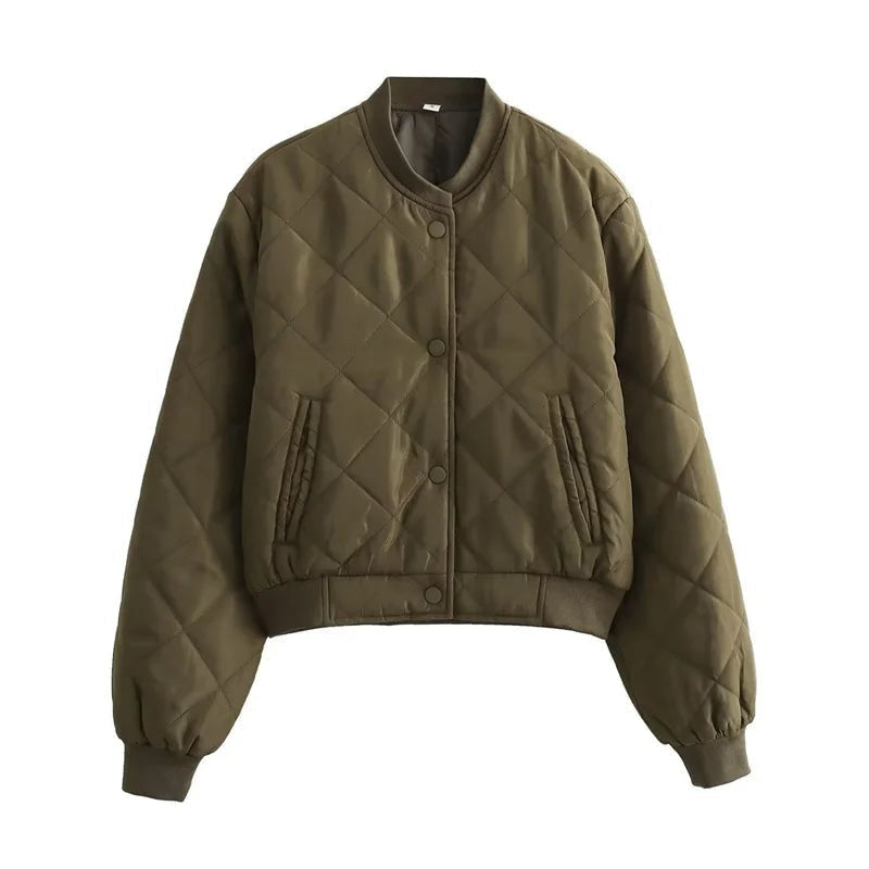 Margaux | Bomber Matelassé Femme Col Côtelé Poches