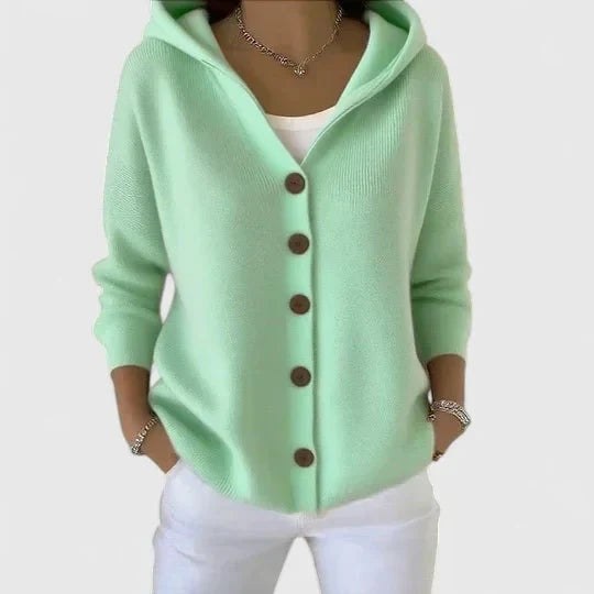 Margaux | Cardigan Femme à Capuche Boutons Maille Douce