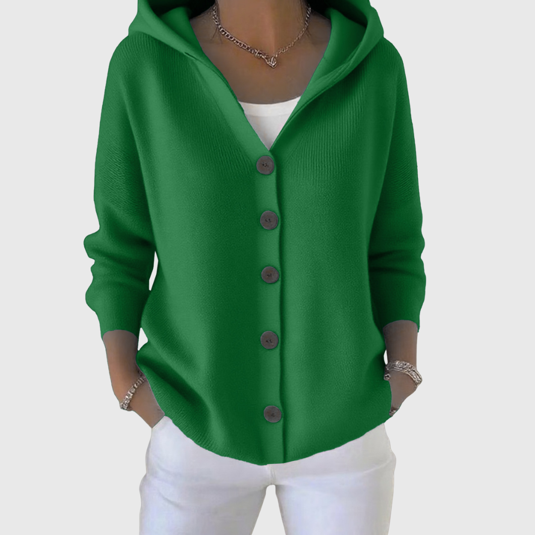 Margaux | Cardigan Femme à Capuche Boutons Maille Douce