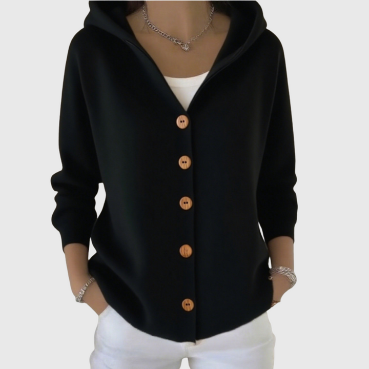 Margaux | Cardigan Femme à Capuche Boutons Maille Douce