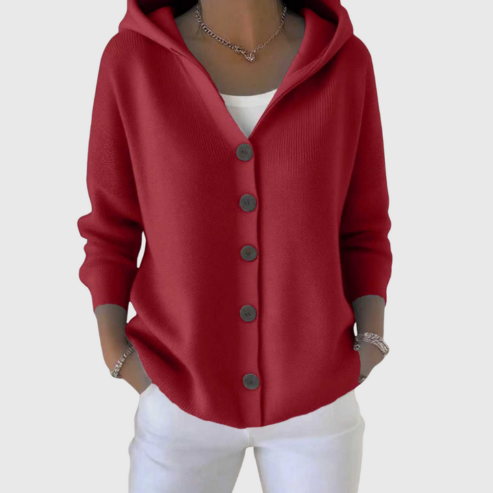 Margaux | Cardigan Femme à Capuche Boutons Maille Douce
