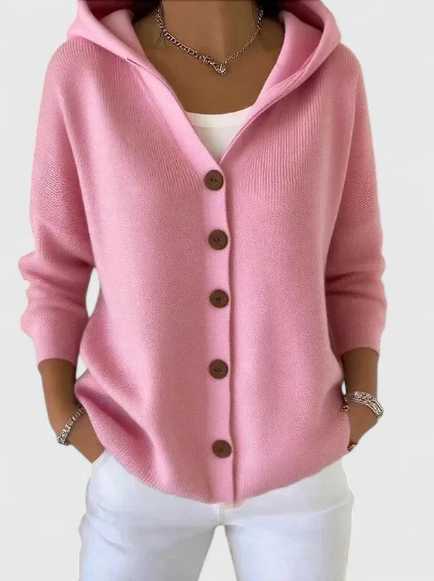 Margaux | Cardigan Femme à Capuche Boutons Maille Douce