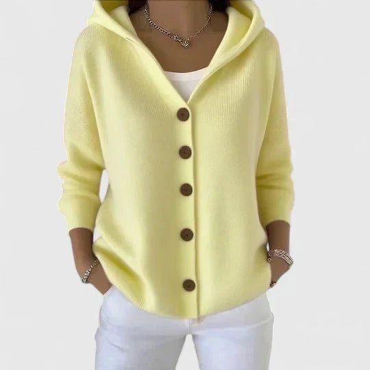 Margaux | Cardigan Femme à Capuche Boutons Maille Douce