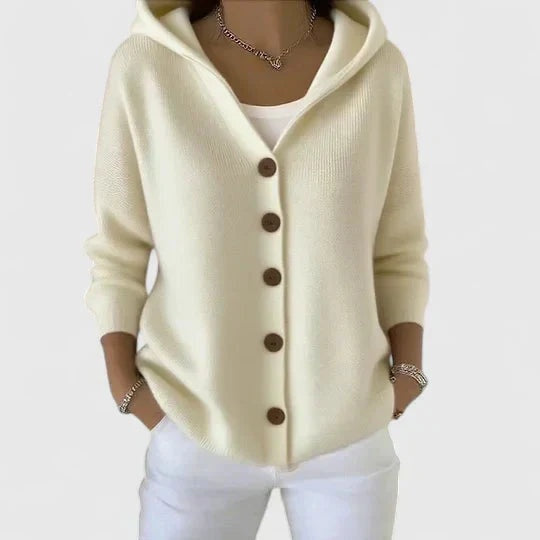Margaux | Cardigan Femme à Capuche Boutons Maille Douce