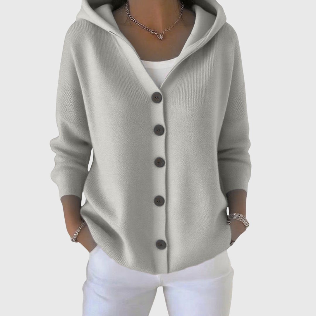 Margaux | Cardigan Femme à Capuche Boutons Maille Douce