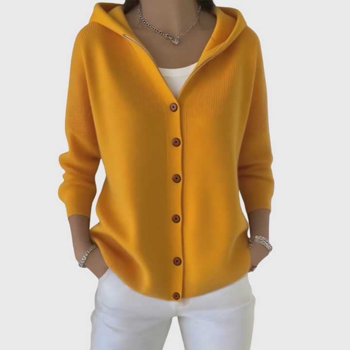 Margaux | Cardigan Femme à Capuche Boutons Maille Douce