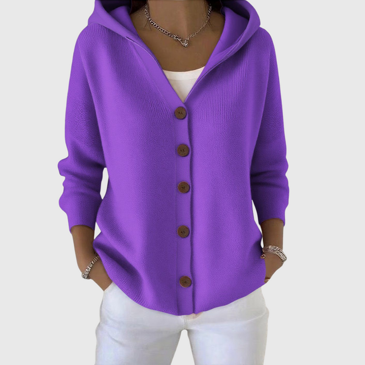 Margaux | Cardigan Femme à Capuche Boutons Maille Douce