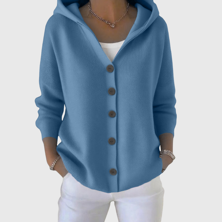 Margaux | Cardigan Femme à Capuche Boutons Maille Douce