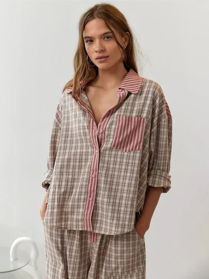 Margaux | Ensemble Pyjama Femme Carreaux Manches Longues