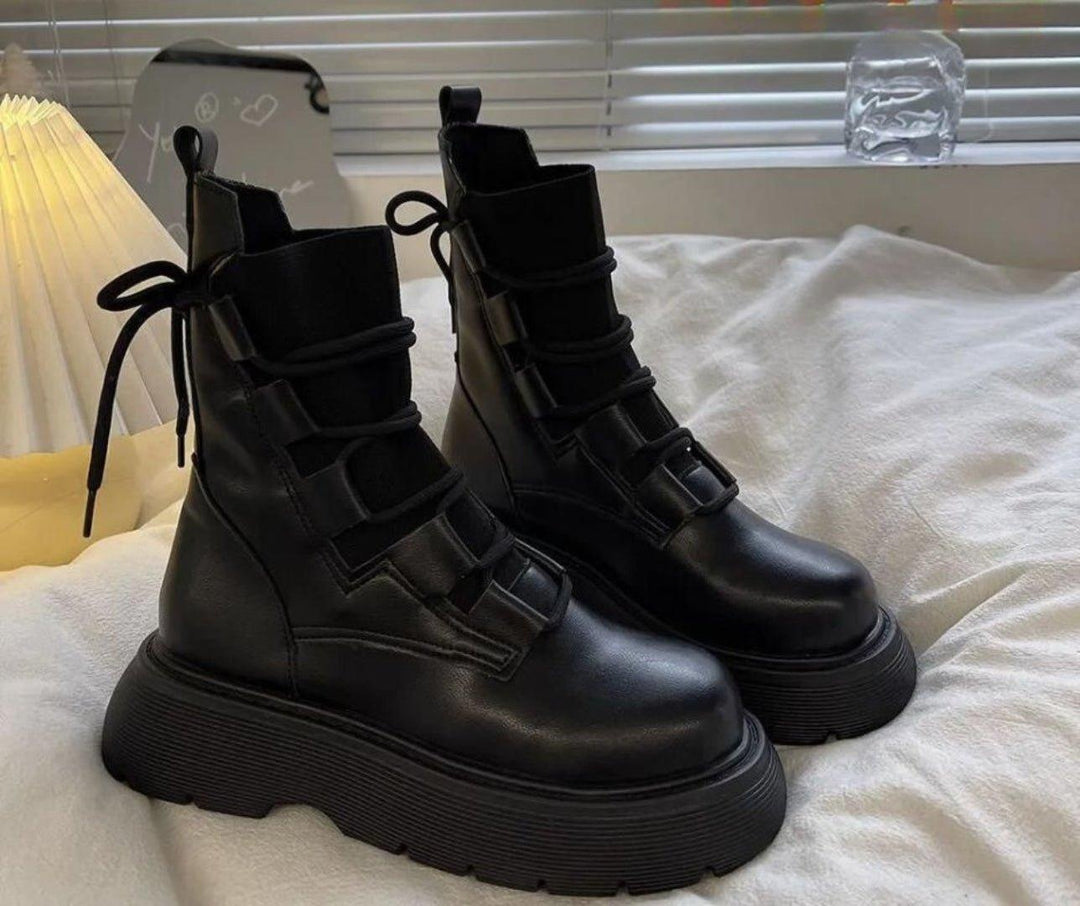 Marion | Bottines Femme Cuir Semelle Épaisse Boucles