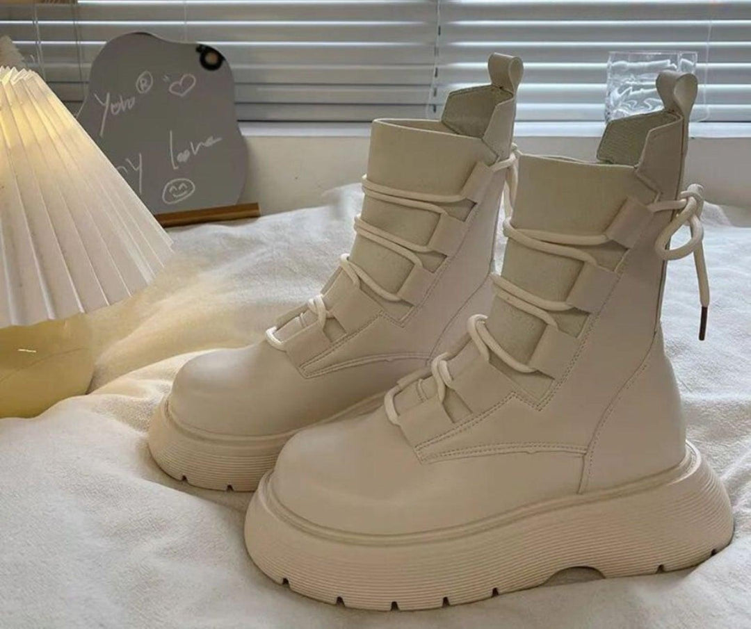 Marion | Bottines Femme Cuir Semelle Épaisse Boucles