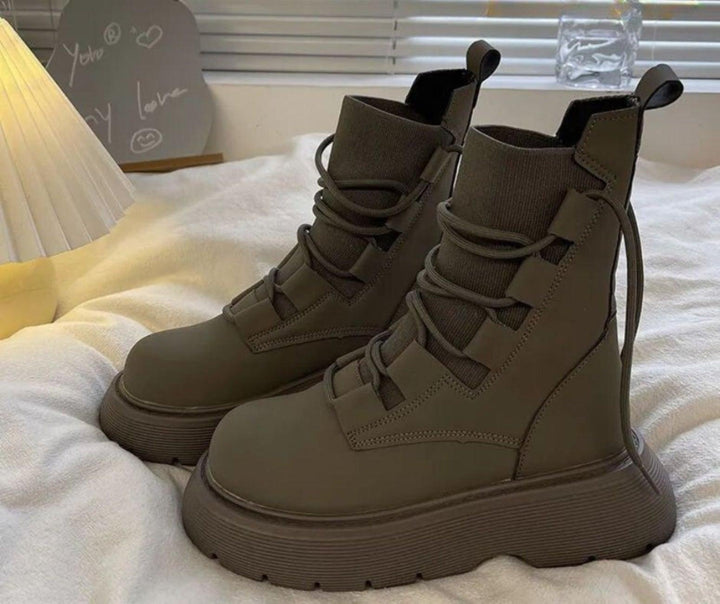 Marion | Bottines Femme Cuir Semelle Épaisse Boucles
