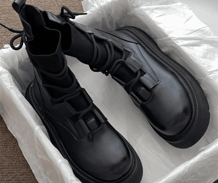 Marion | Bottines Femme Cuir Semelle Épaisse Boucles