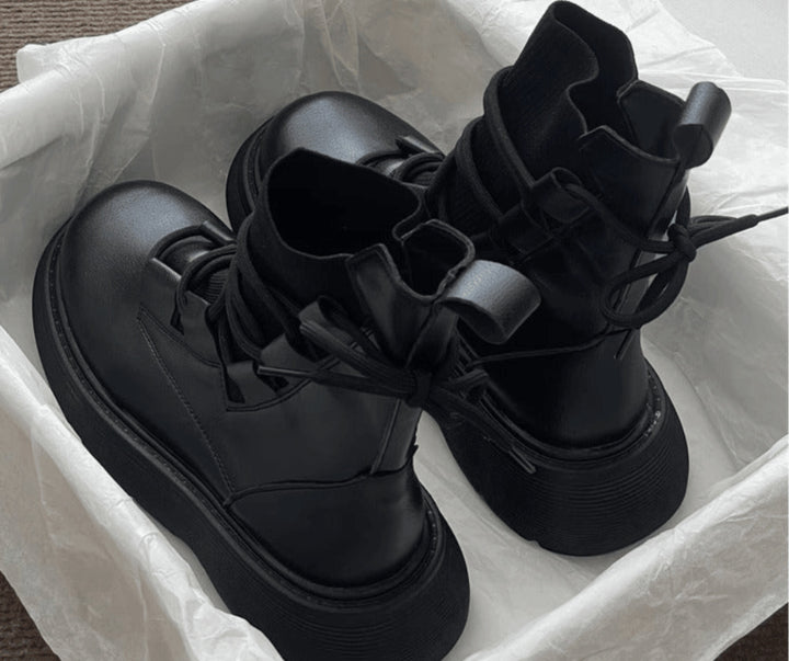 Marion | Bottines Femme Cuir Semelle Épaisse Boucles