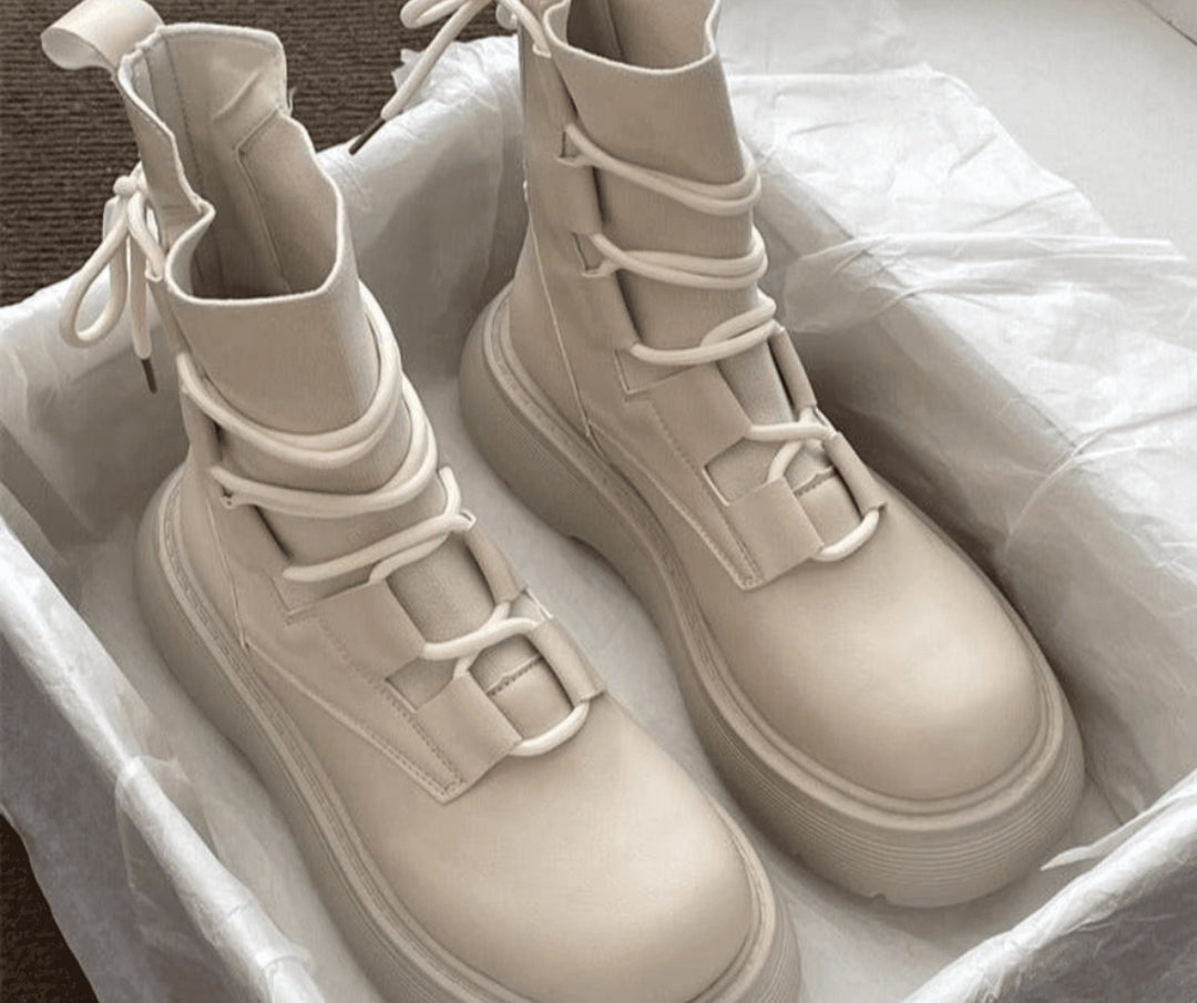 Marion | Bottines Femme Cuir Semelle Épaisse Boucles