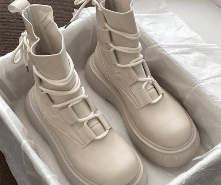 Marion | Bottines Femme Cuir Semelle Épaisse Boucles