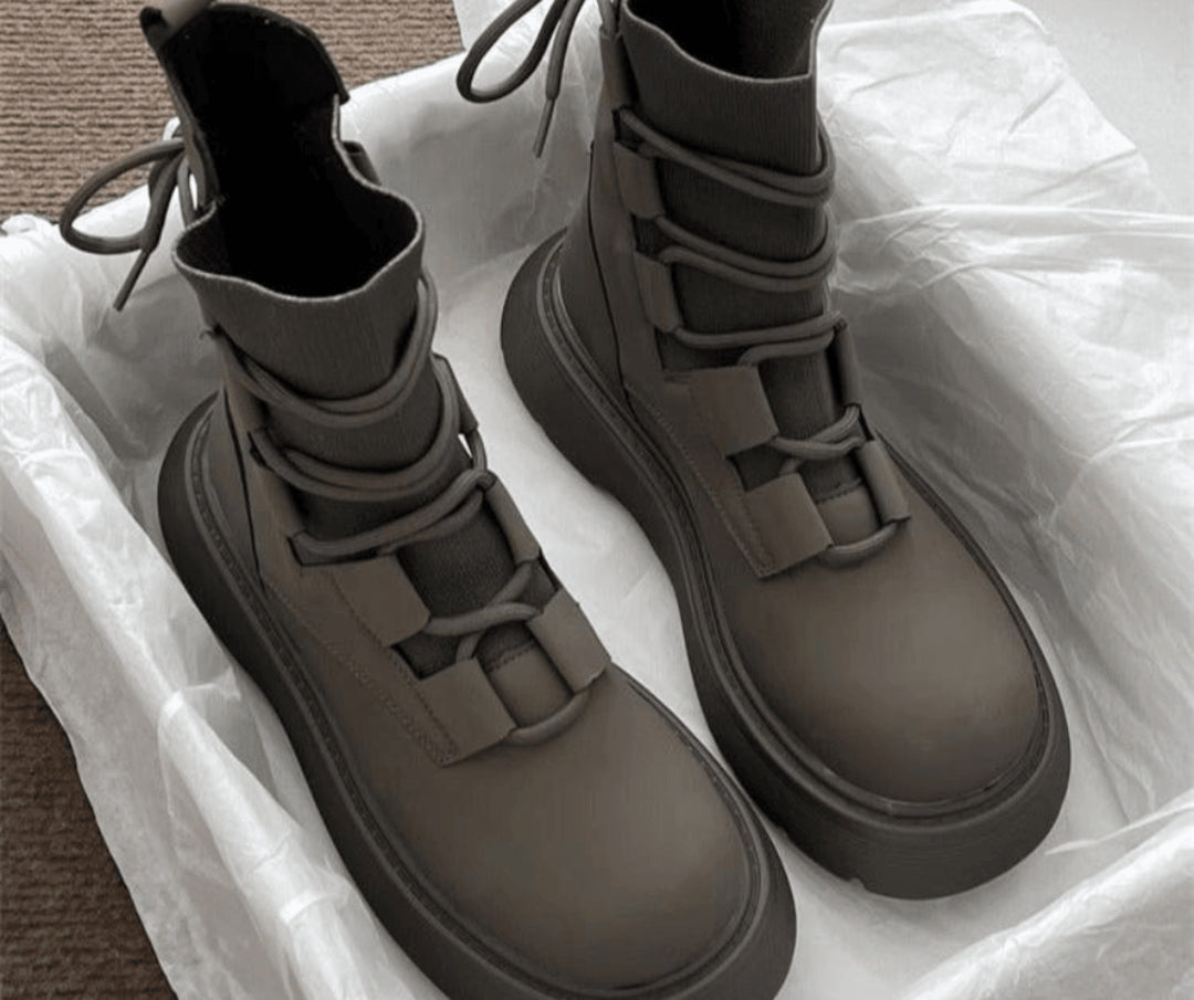 Marion | Bottines Femme Cuir Semelle Épaisse Boucles