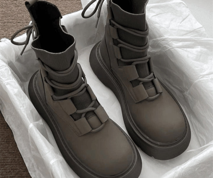 Marion | Bottines Femme Cuir Semelle Épaisse Boucles