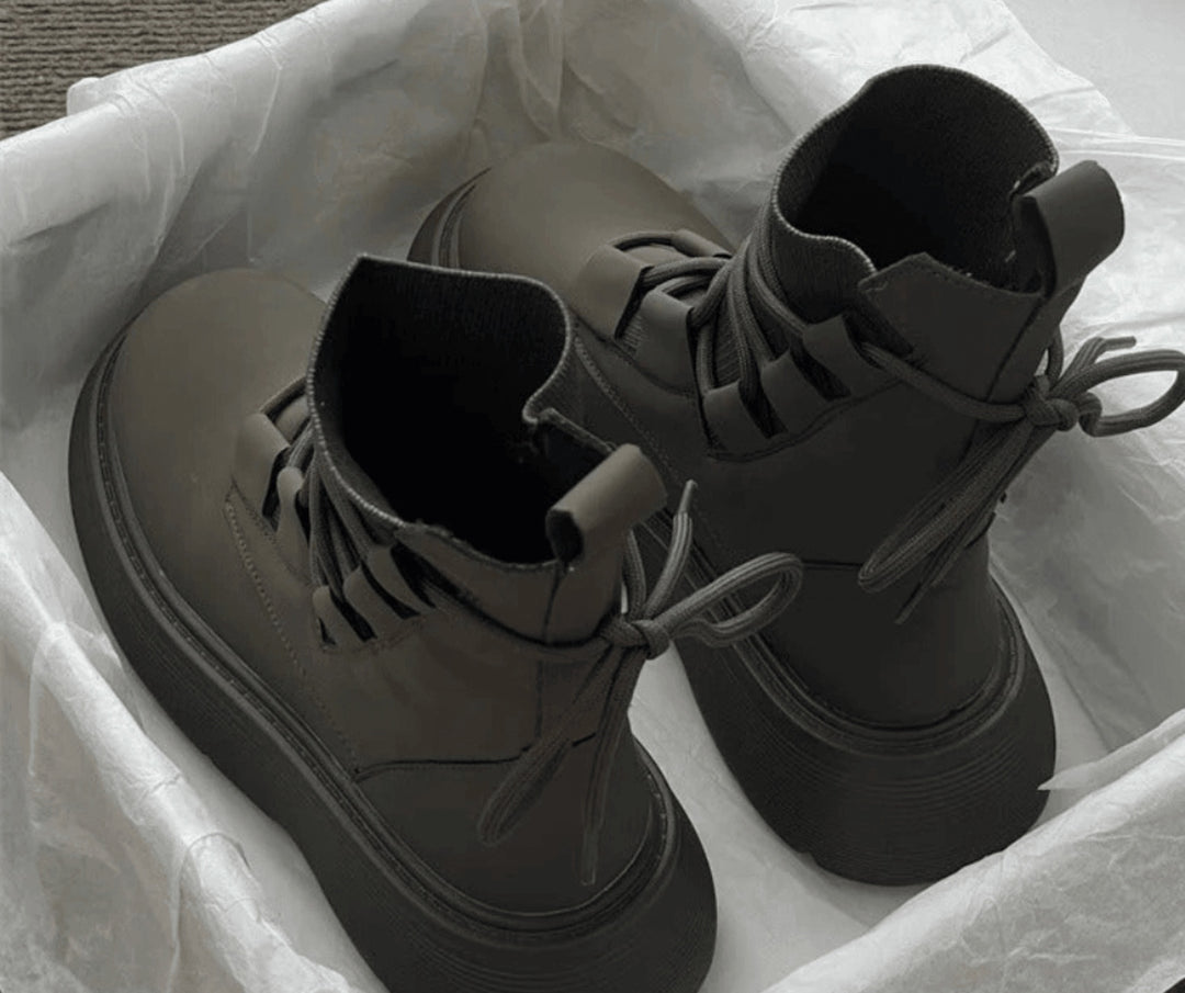 Marion | Bottines Femme Cuir Semelle Épaisse Boucles