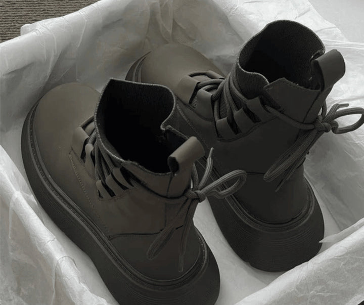 Marion | Bottines Femme Cuir Semelle Épaisse Boucles