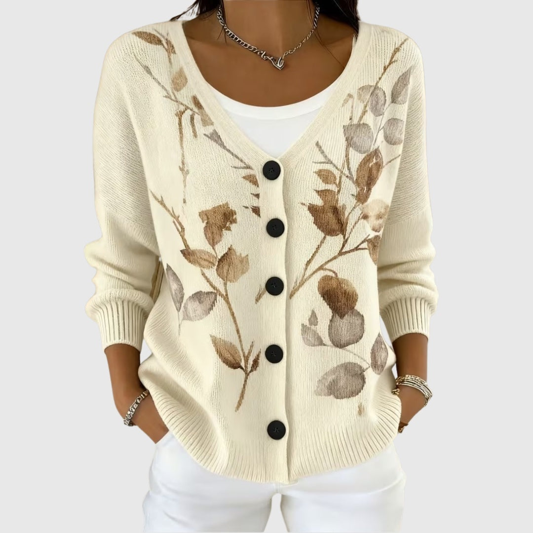 Marion | Gilet Maille Femme Col V Rayé Boutons
