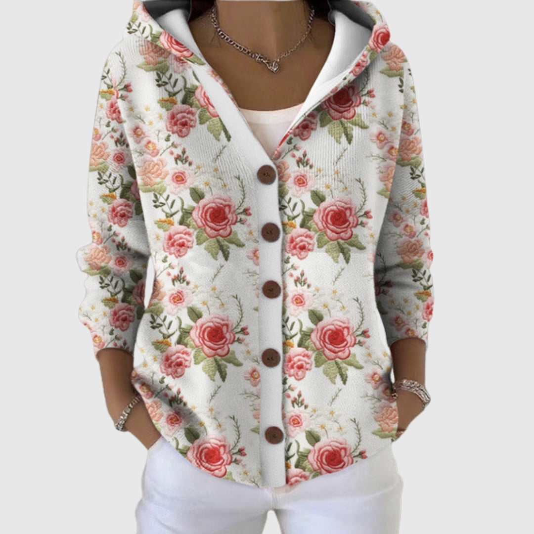 Marion | Gilet Maille Femme Col V Rayé Boutons