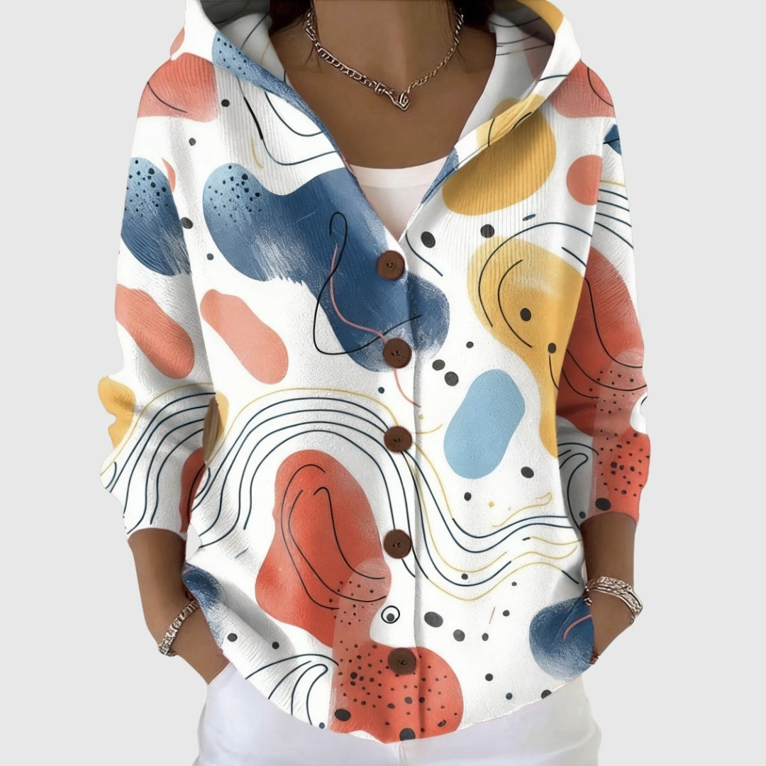 Marion | Gilet Maille Femme Col V Rayé Boutons