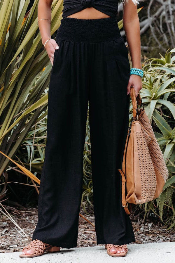 Marion | Pantalon Large Femme Taille Haute à Jambe Large