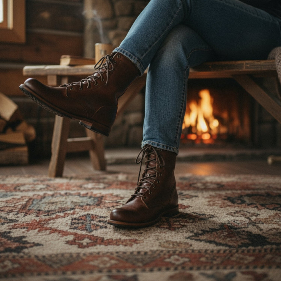 Mathilde | Bottines Cuir Femme à Lacets Tige Montante