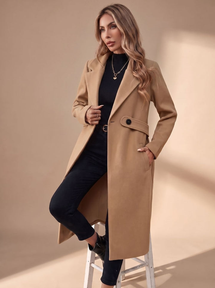 Mathilde | Manteau Cachemire Long Femme Col à Revers Ceinture