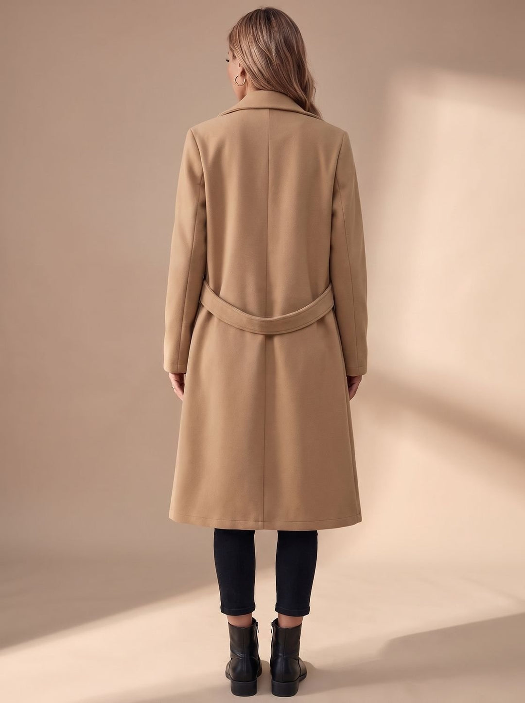 Mathilde | Manteau Cachemire Long Femme Col à Revers Ceinture