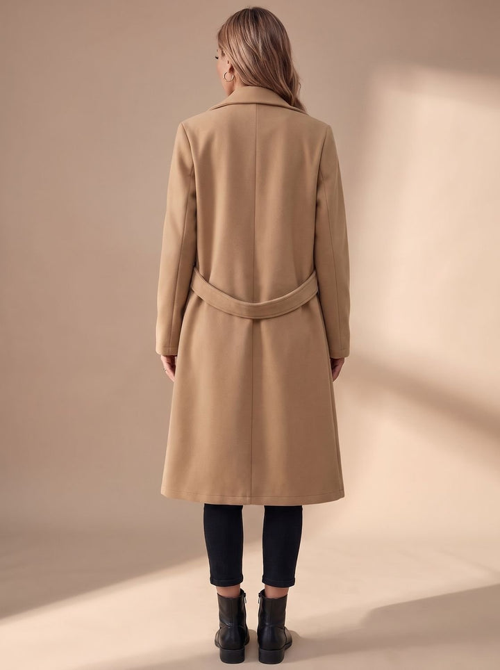 Mathilde | Manteau Cachemire Long Femme Col à Revers Ceinture