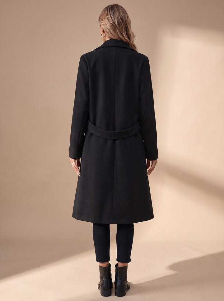 Mathilde | Manteau Cachemire Long Femme Col à Revers Ceinture