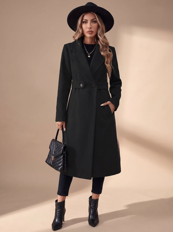 Mathilde | Manteau Cachemire Long Femme Col à Revers Ceinture