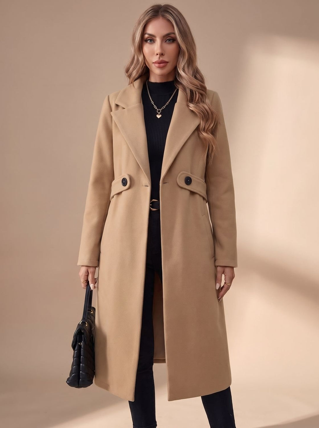 Mathilde | Manteau Cachemire Long Femme Col à Revers Ceinture