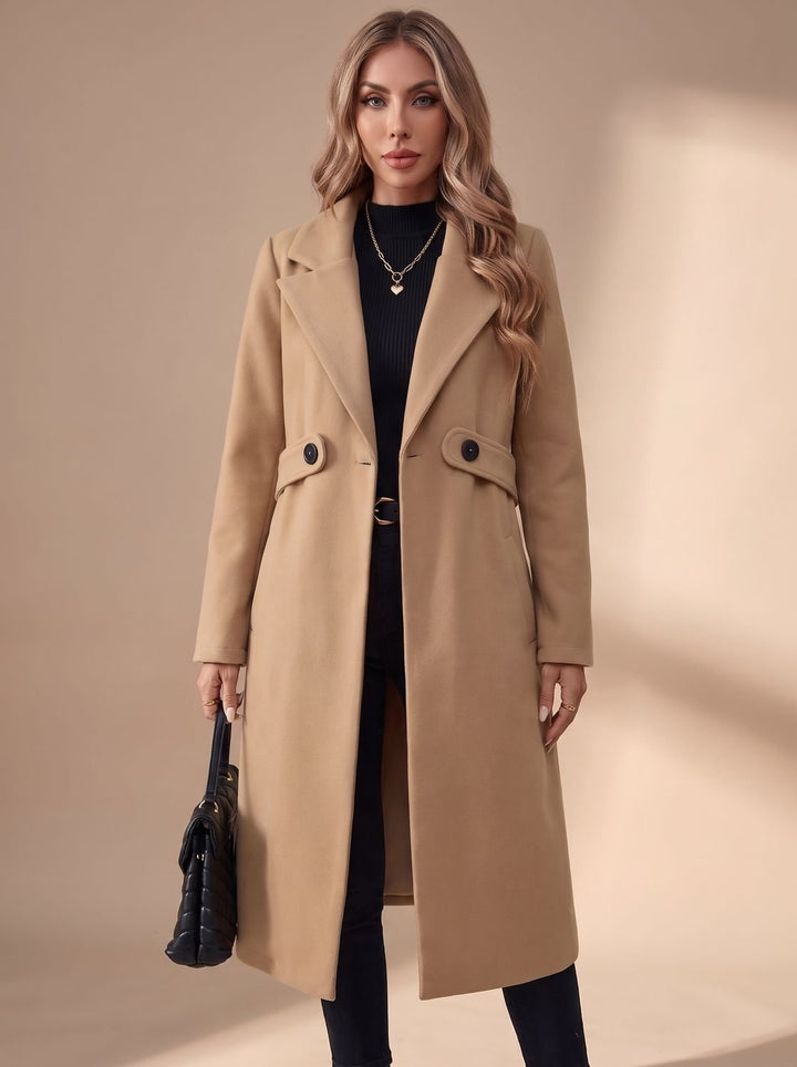 Mathilde | Manteau Cachemire Long Femme Col à Revers Ceinture