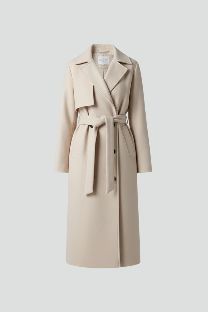 Mathilde | Manteau Long Femme Ceinture Croisé Laine