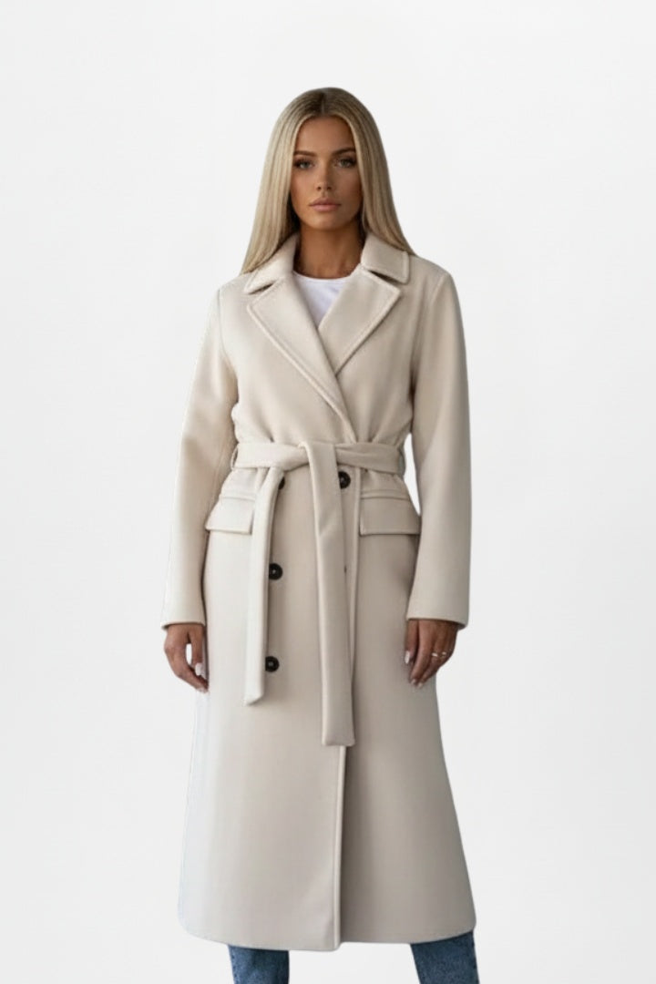 Mathilde | Manteau Long Femme Ceinture Croisé Laine