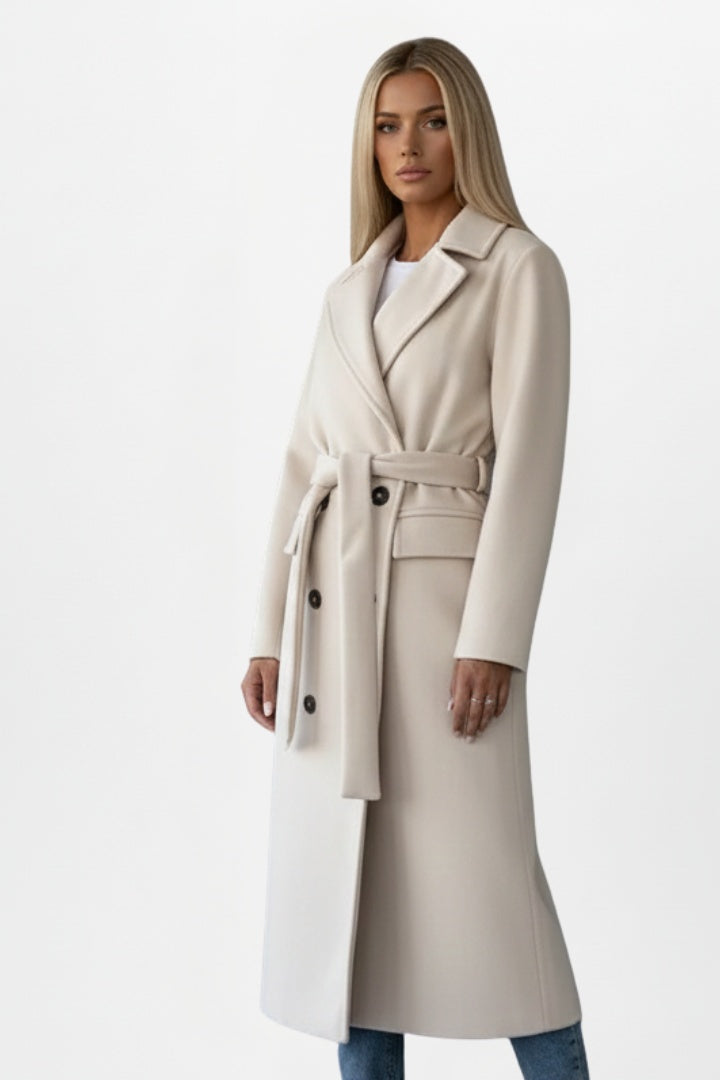 Mathilde | Manteau Long Femme Ceinture Croisé Laine