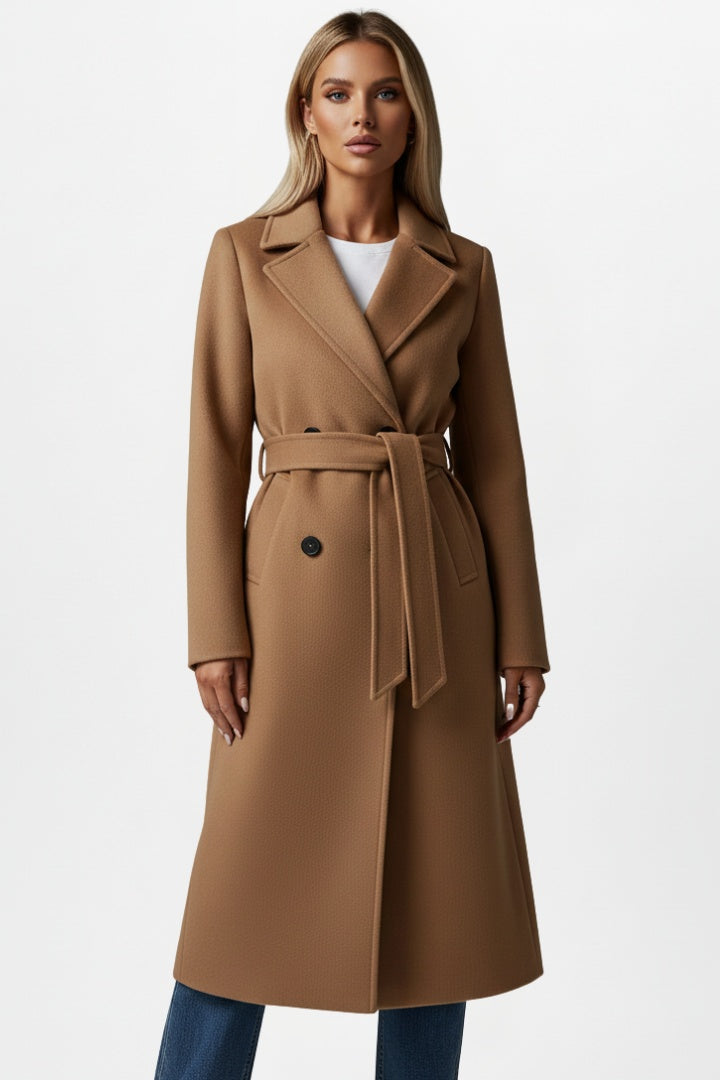 Mathilde | Manteau Long Femme Ceinture Croisé Laine