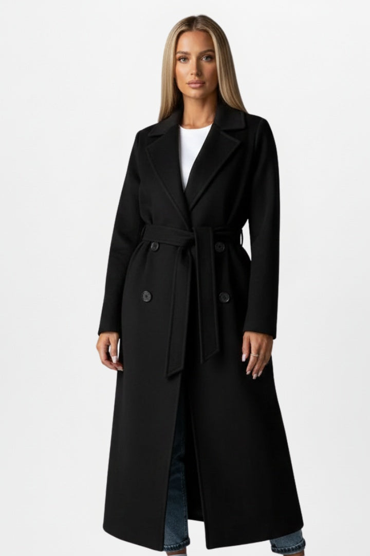 Mathilde | Manteau Long Femme Ceinture Croisé Laine