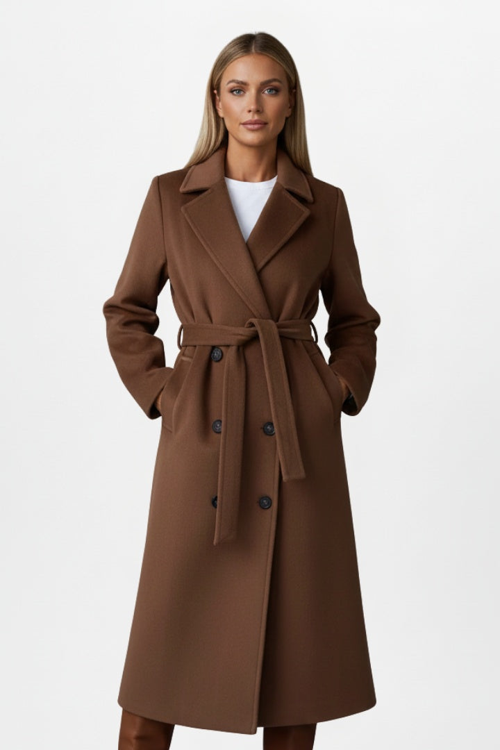 Mathilde | Manteau Long Femme Ceinture Croisé Laine