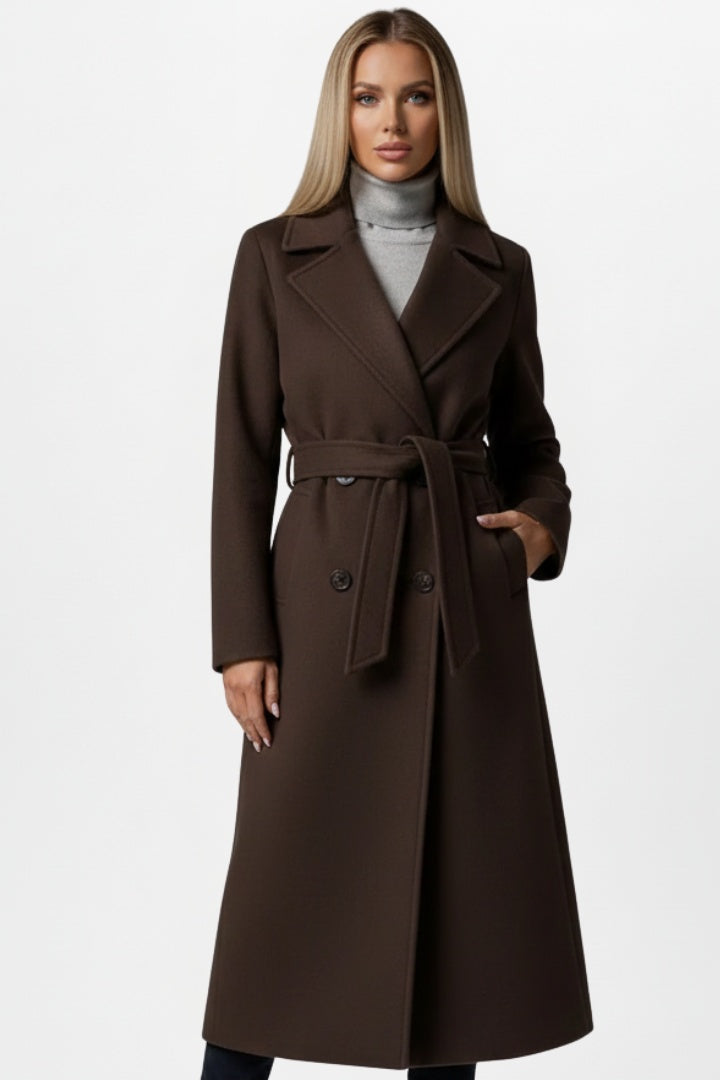 Mathilde | Manteau Long Femme Ceinture Croisé Laine